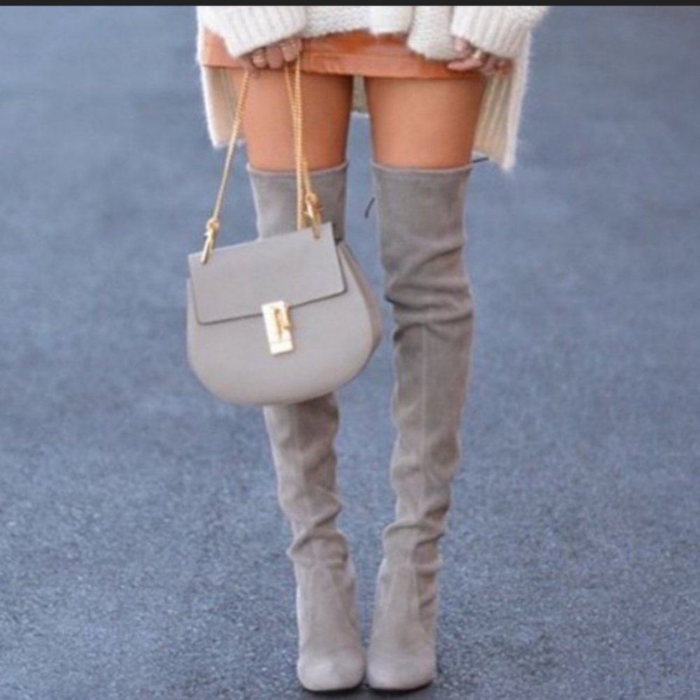 Gray thigh high boots OTK